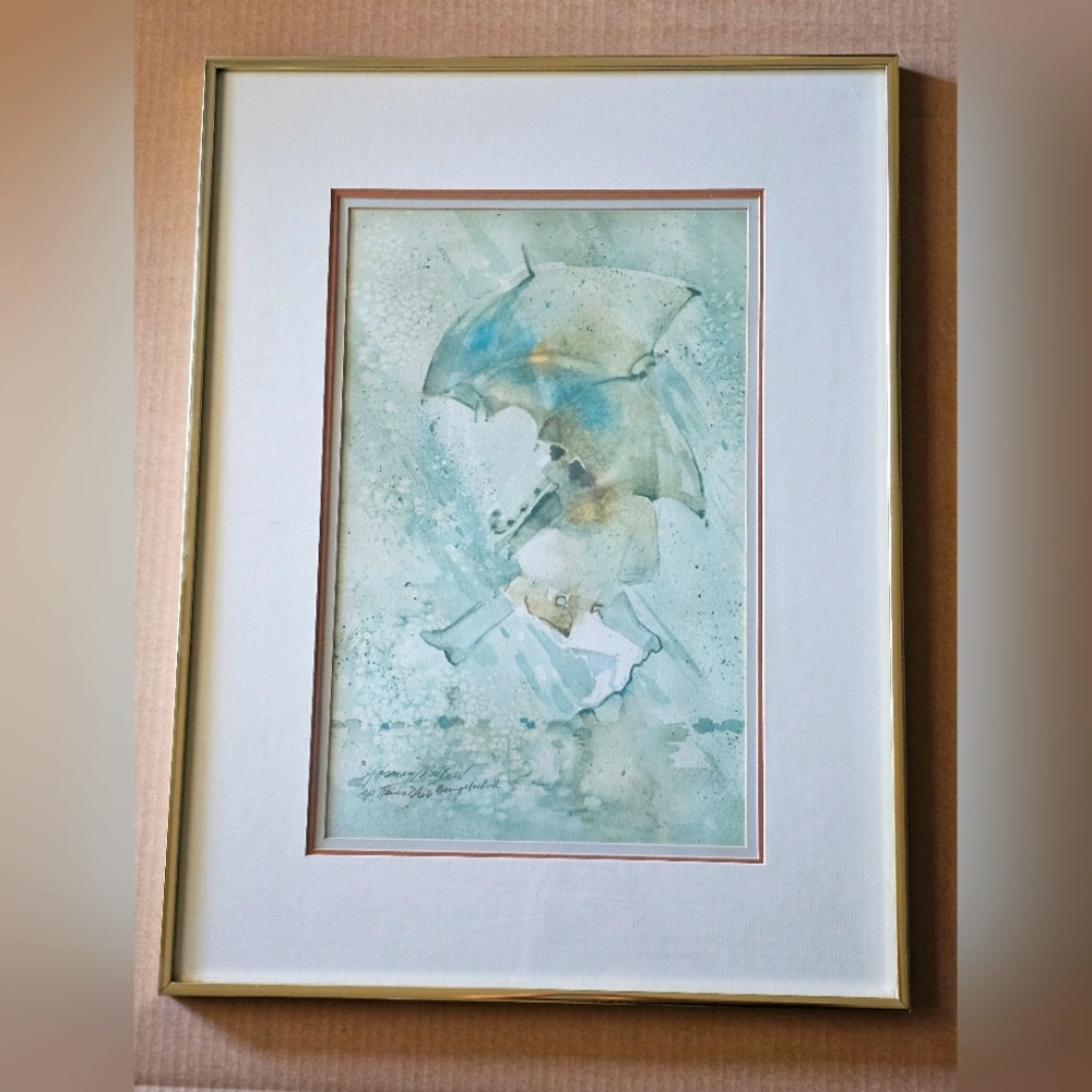 Rainwalkers 18 x 24 AP Lithograph Rose MacBird Framed Matte Watercolor Morton